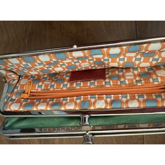 HOBO Robin Frame Green Leather Kisslock Wallet Clutch - Picture 7 of 7
